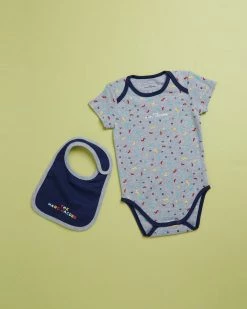 New 🤩 Marc Jacobs Bodysuit & Bib Set - Babies Grey & Blue 😉
