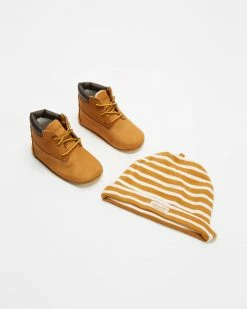 Discount 🔥 Timberland Crib Booties & Beanie Set - Babies Wheat Nubuck ⌛