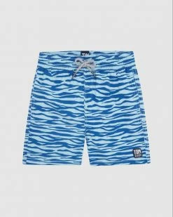 Budget ✔️ Tom & Teddy Zebra Stripes Boardshorts Crystal Blue 💯