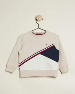 Coupon ⌛ Tommy Hilfiger Organic Cotton Branded Sweatshirt - Babies Smooth Stone 🎁