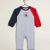 New 😀 Tommy Hilfiger Heritage Logo Coverall - Babies Light Grey Heather 👏