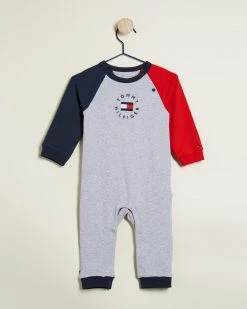 New 😀 Tommy Hilfiger Heritage Logo Coverall - Babies Light Grey Heather 👏