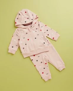 Brand new 🔔 Tommy Hilfiger Flag Hooded Jogger Set - Babies Delicate Pink ⭐