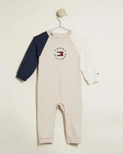 Budget ✔️ Tommy Hilfiger Heritage Logo Coverall - Babies Smooth Stone ⭐