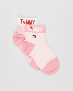 Promo ✔️ Tommy Hilfiger Tommy Wording 🧦 Socks 2-Pack - Babies Pink Combo ⌛