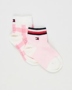 Buy 🌟 Tommy Hilfiger Flag Baby 🧦 Socks 2-Pack - Babies Pink Combo & Plaid Check 💯