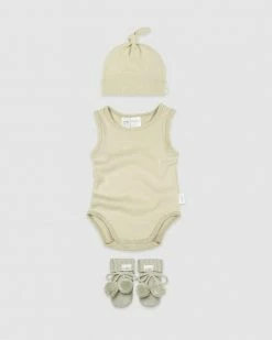 Deals 🔔 Toshi Organic Onesie Singlet, Beanie & Booties Set - Babies Thyme 💯