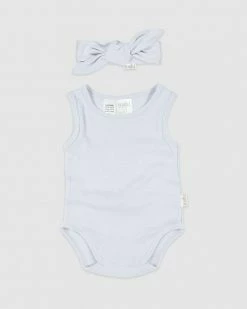New 🎉 Toshi Organic Singlet Onesie & Headband Set - Babies Sky 🤩