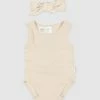 Flash Sale ❤️ Toshi Organic Singlet Onesie & Headband Set - Babies Almond ⭐