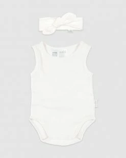 Flash Sale ✔️ Toshi Organic Singlet Onesie & Headband Set - Babies Cream ✨