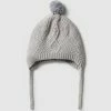 Outlet 🔔 Wilson & Frenchy Knitted Cable Bonnet - Babies Glacier Grey Fleck 😀
