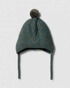 Coupon 😍 Wilson & Frenchy Knitted Cable Bonnet - Babies Dusty Olive Fleck 😍