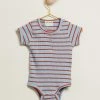 Cheapest ⌛ Wilson & Frenchy Organic Stripe Rib Bodysuit - Babies Ocean & Rust ⭐