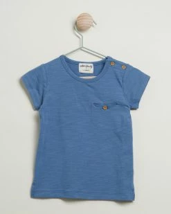 Cheap 😀 Wilson & Frenchy Organic Pocket Top - Babies Anchor Blue 🎉