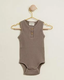 Deals 🔔 Wilson & Frenchy Organic Rib Henley Bodysuit - Babies Hazelwood 🛒