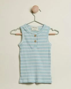 Best deal ❤️ Wilson & Frenchy Organic Stripe Rib Singlet - Babies Pistachio & Ecru ✨