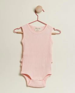 Best deal 💯 Wilson & Frenchy Organic Rib Ruffle Bodysuit - Babies Blush 🤩