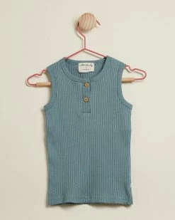 Coupon 😉 Wilson & Frenchy Organic Rib Singlet - Babies Pine Green 🔔