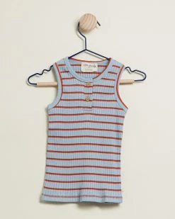 Buy ✔️ Wilson & Frenchy Organic Stripe Rib Singlet - Babies Anchor Blue & Rust 💯