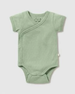 Wholesale ⌛ Wilson & Frenchy Organic Pointelle Kimono Bodysuit - Babies Fern 😉