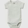 Hot Sale 🔔 Wilson & Frenchy Organic Stripe Rib Bodysuit - Babies Fern 👍