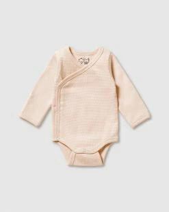 Best Sale 🎉 Wilson & Frenchy Organic Stripe Rib Kimono Bodysuit - Babies Dusk ❤️