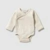 Top 10 ✨ Wilson & Frenchy Organic Stripe Rib Kimono Bodysuit - Babies Oatmeal 🎉