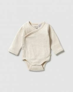 Top 10 ✨ Wilson & Frenchy Organic Stripe Rib Kimono Bodysuit - Babies Oatmeal 🎉