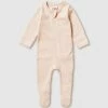 Cheap 😀 Wilson & Frenchy Organic Stripe Rib Zipsuit with Feet - Babies Dusk 🤩