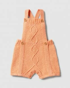 Cheapest ✔️ Wilson & Frenchy Knitted Cable Playsuit - Babies Apricot Fleck 😍