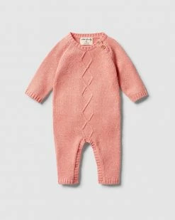 Buy 🎉 Wilson & Frenchy Knitted Cable Ruffle Growsuit - Babies Flamingo Fleck ⭐