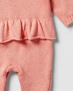 Buy 🎉 Wilson & Frenchy Knitted Cable Ruffle Growsuit - Babies Flamingo Fleck ⭐ -Baby Online store http3A2F2Fstatic.theiconic.com .au2Fp2Fwilson and frenchy 7242 4457621 5
