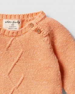 New ✨ Wilson & Frenchy Knitted Cable Ruffle Growsuit - Babies Apricot Fleck ⭐ -Baby Online store http3A2F2Fstatic.theiconic.com .au2Fp2Fwilson and frenchy 7288 8771021 3